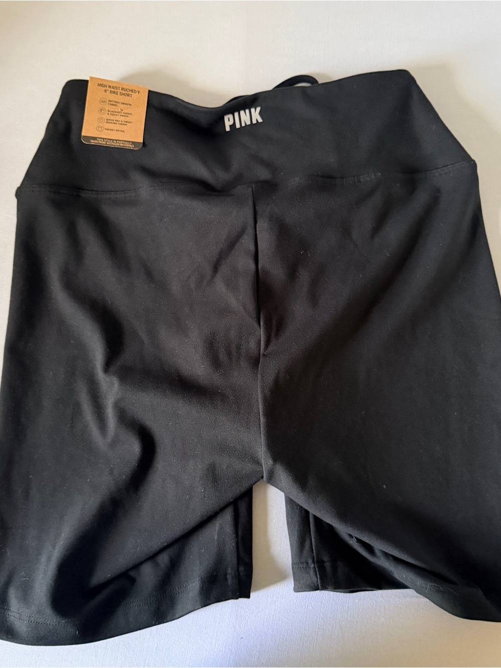 PINK Victoria's Secret Black Drawstring High-Rise Athletic Shorts - Picture 3 of 5